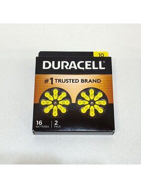 Duracell Size 10 Hearing Aid Batteries Zinc Air 1.45V 16-Pack Long-Lasting Power